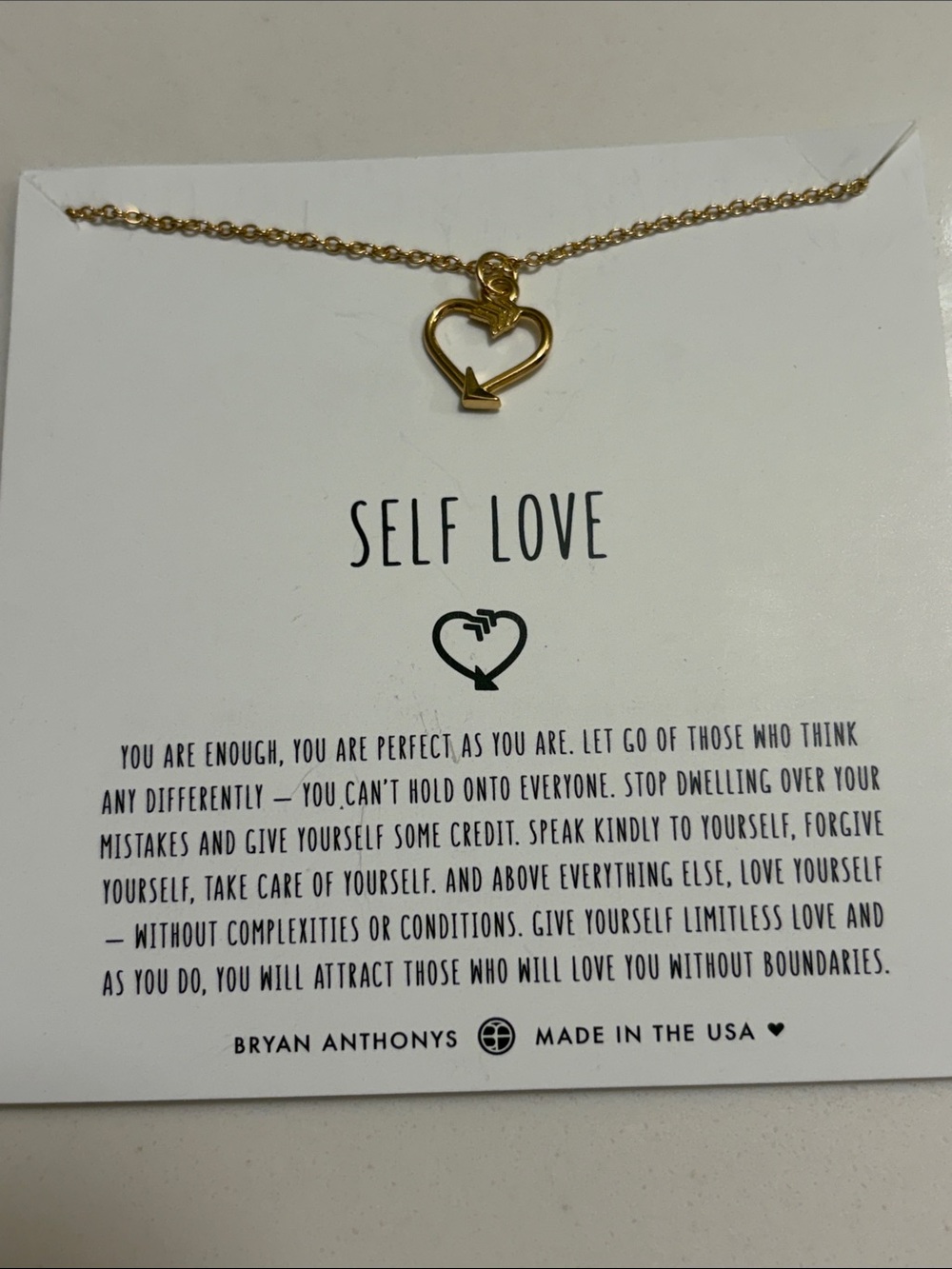 Bryan Anthonys Gold Heart Arrow Necklace - Self Love
